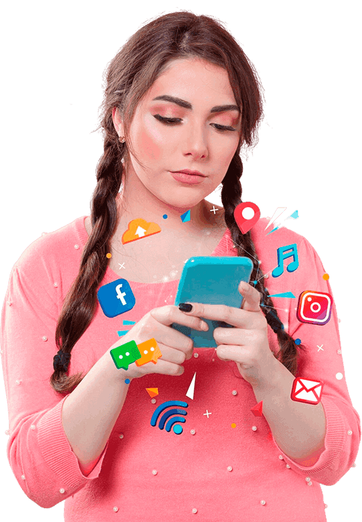 Pessoa usando o celular, ilustra a seção de redes sociais