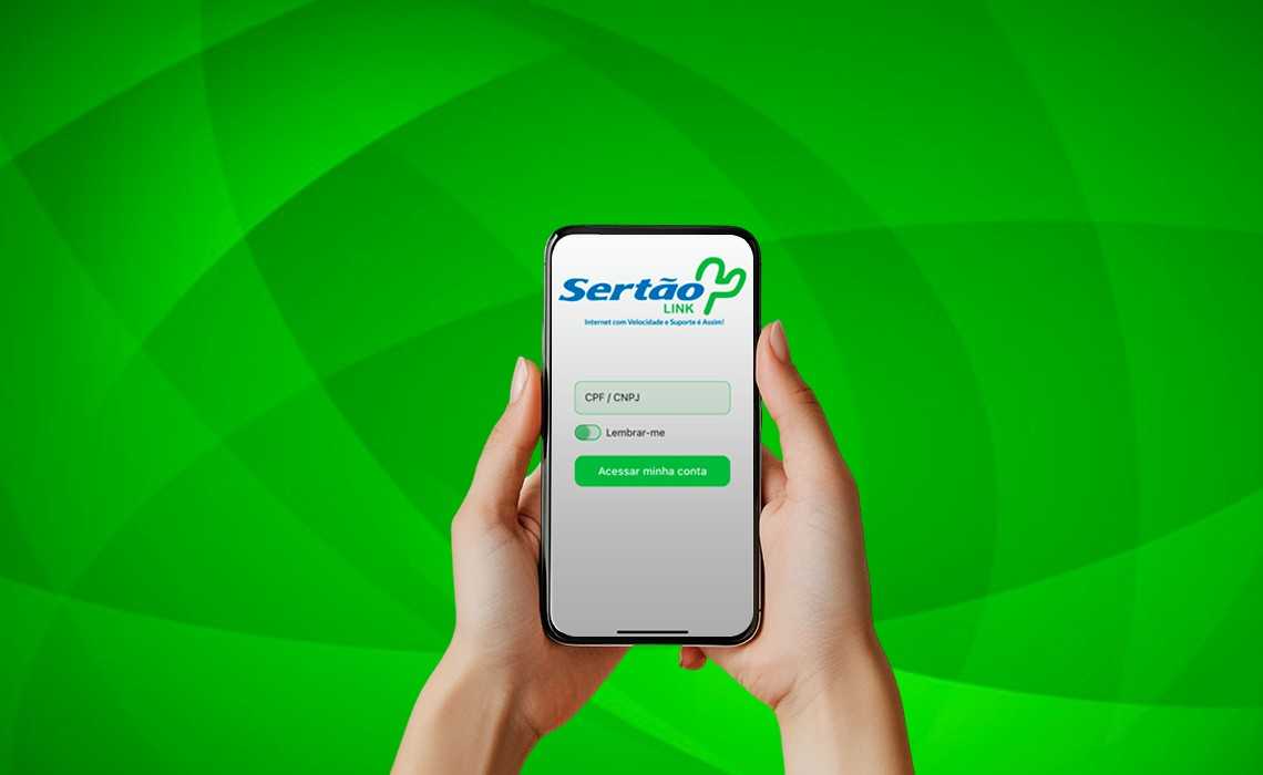 Aplicativo Sertão Link aberto no celular